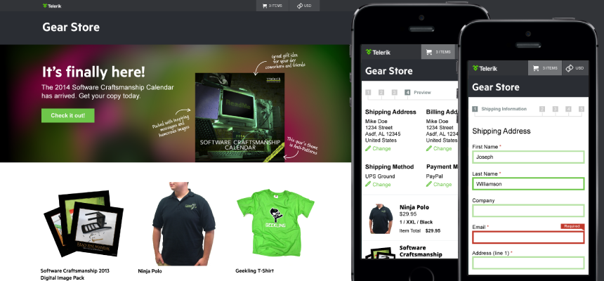 Telerik Gear Store Showcase